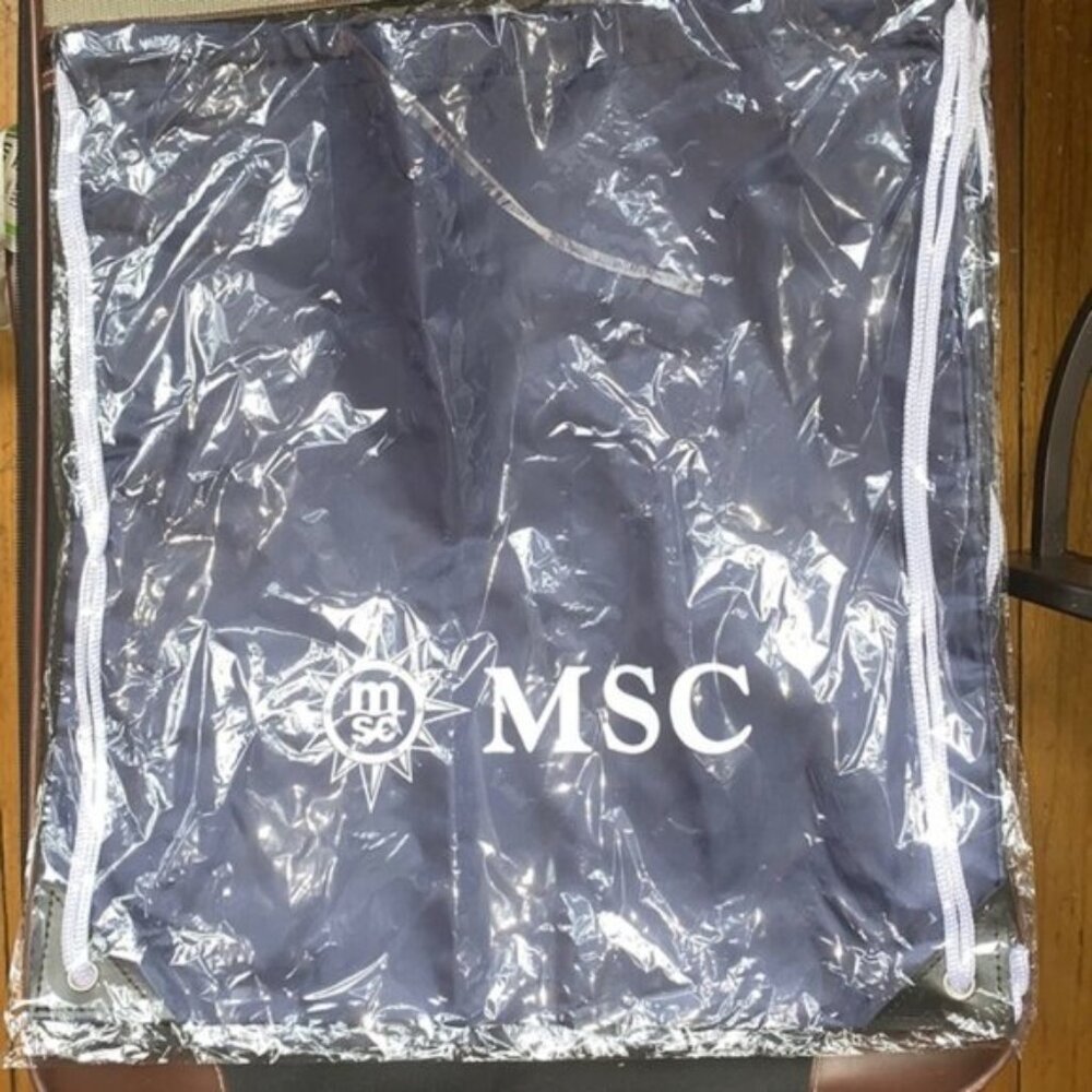 Two 2 MSC Cruise Line voyagers club Ships Nylon Drawstrings Backpacks Sacks